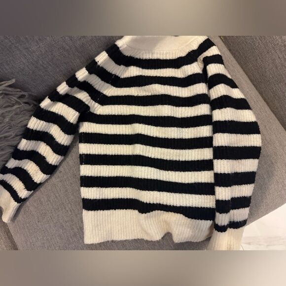 Kids Black and White Striped Cardigan #21 - Picture 5 of 7